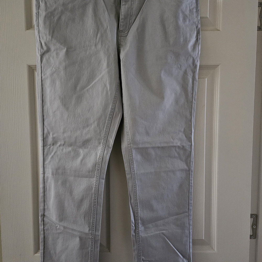 Light Gray Straight-Leg Pants